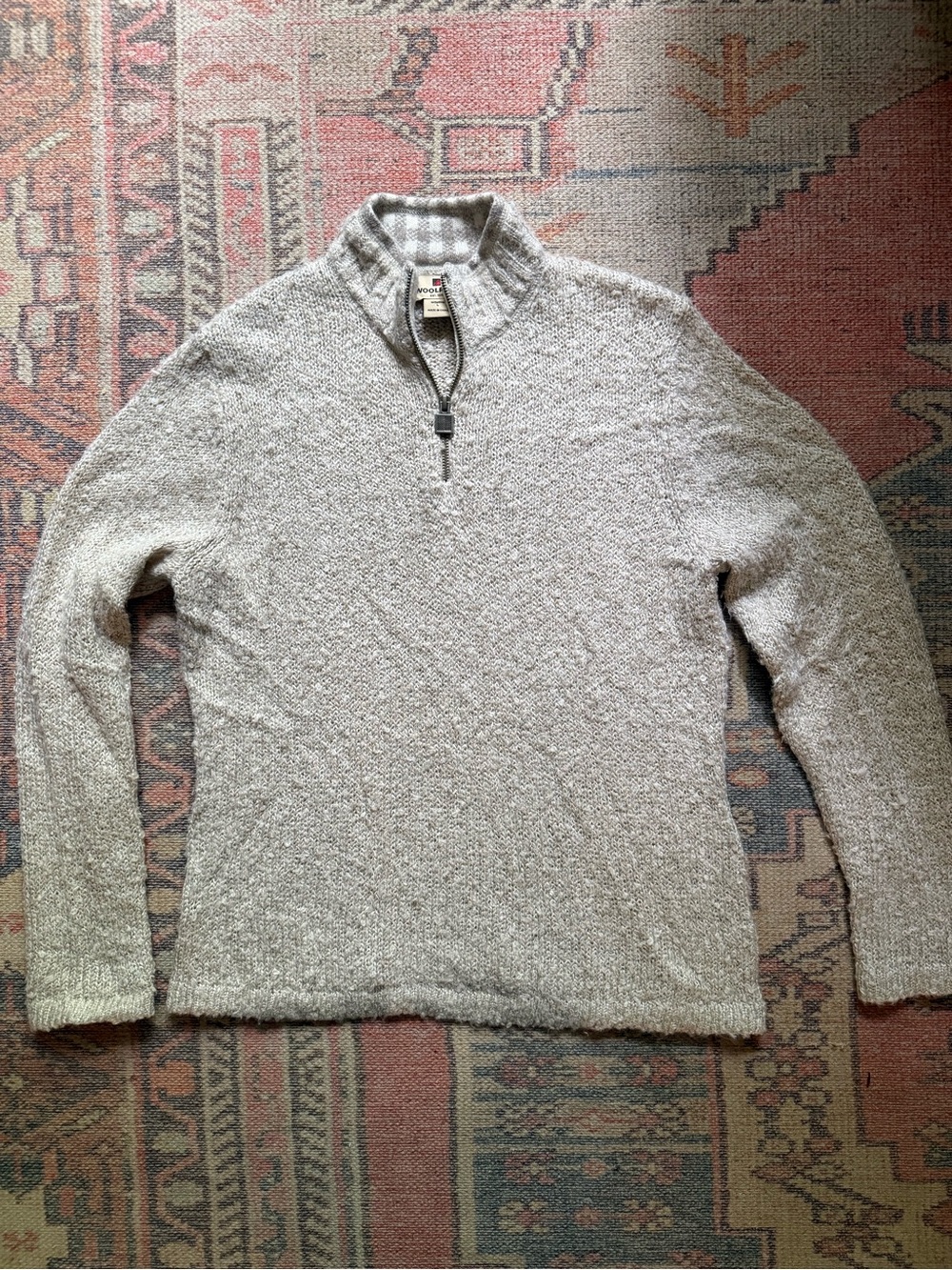 Woolrich Women’s Quarter Zip Sweater | Oatmeal Textured Knit